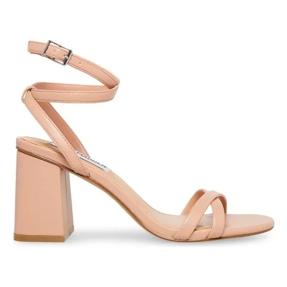 Steve Madden Eva Strappy Sandal Block Nude Heels Size 8 - Picture 2 of 10